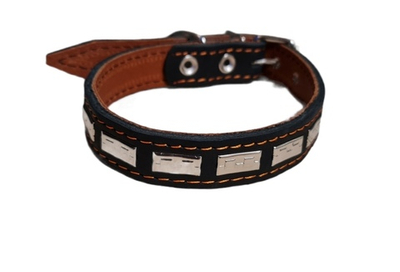 Ошейник SoGood для средних собак кожаный с железными вставками  45х2.5см