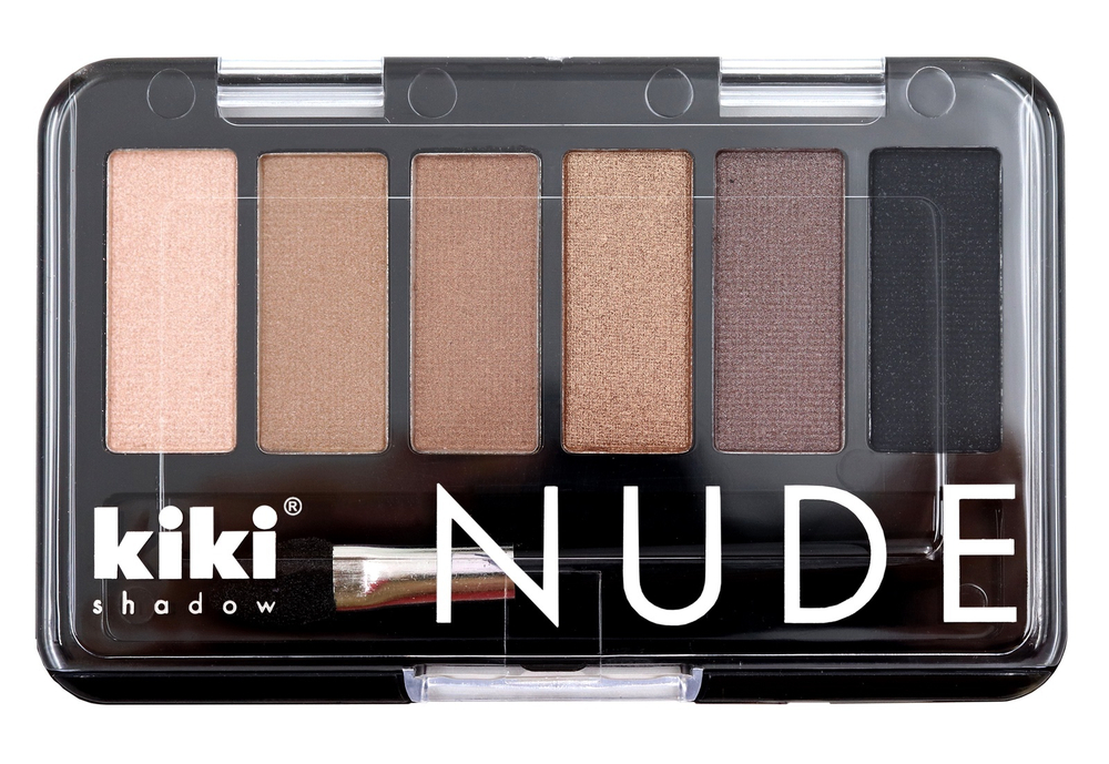 КИКИ Тени д/век "NUDE" 6цв. тон 903 бежево-коричневый, кофе с молоком, ирис, оливковый, шоколад, черный 25г