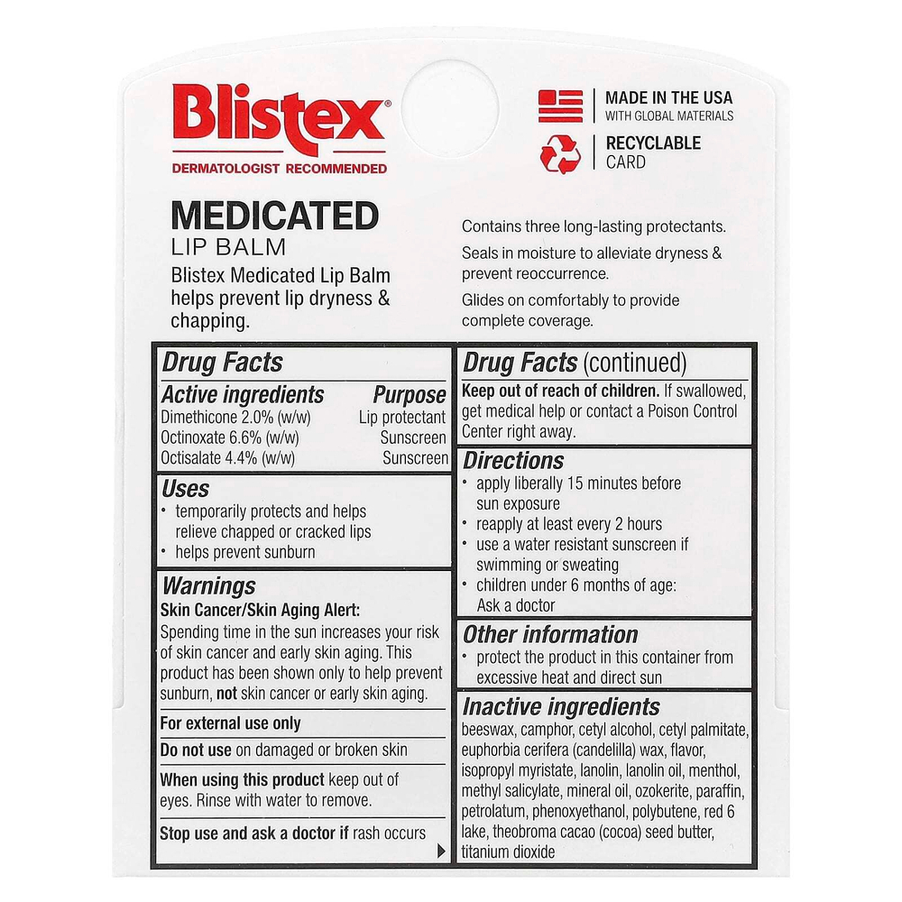 Blistex, Лечебный бальзам для губ, защитное средство для губ и солнцезащитное средство, SPF 15, 4,25 г (0,15 унции)