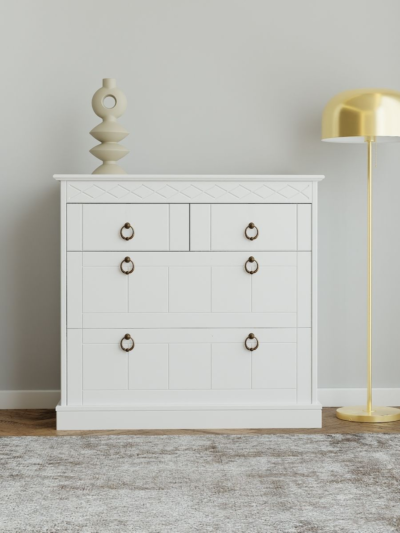 Комод 79х37х77, Индра, с ящиками, для одежды, в прихожую, МДФ, белый, Dipriz