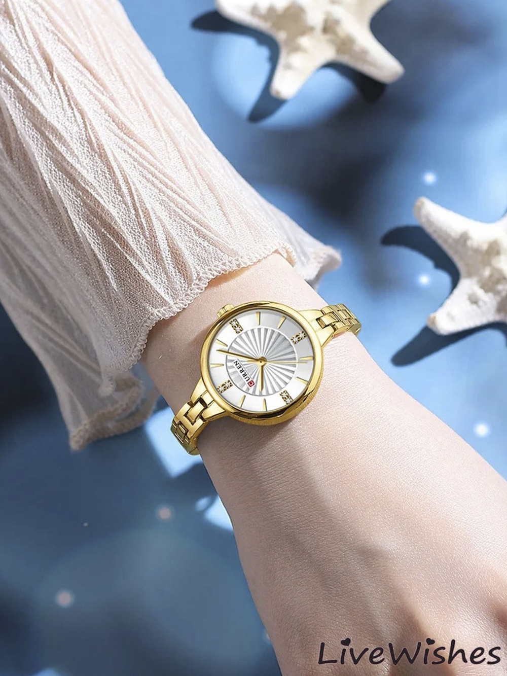 Часы наручные кварцевые CURREN на металлическом браслете, золотистый W8570-01