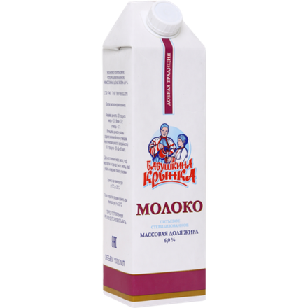 Молоко "Бабушкина крынка" ультрапастеризованное 6% 1л