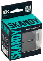 SKANDY Розетка USB A+C 3,1А SK-R14Gr серый IEK
