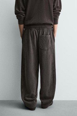 ZARA ДЖОГГЕРЫ BALLOON FIT С ЭФФЕКТОМ ПОТЕРТОСТИ, ТЕМНО-КОРИЧНЕВЫЙ
