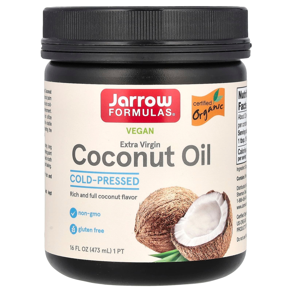 Jarrow Formulas, органическое кокосовое масло холодного отжима, отжатое шнековым прессом, 473 мл (16 жидк. унций)