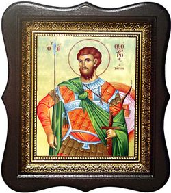 Феодор Тирон Святой славный мученик Христов. Икона на холсте.