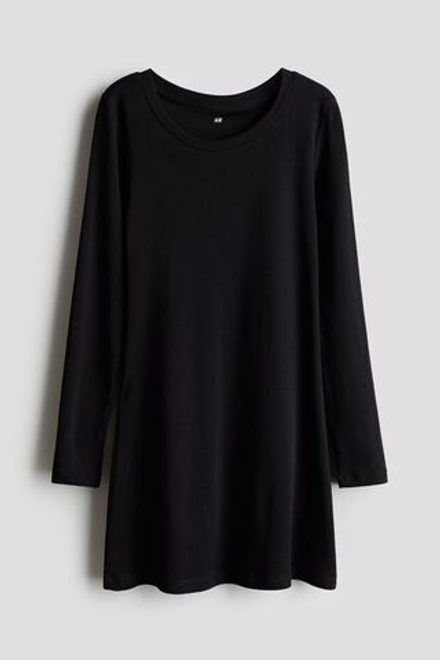 H&M Трикотажное платье с длинным рукавом, черный