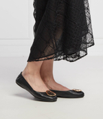 Кожаные балетки minnie travel TORY BURCH - черный(50393)