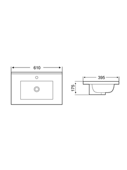 Раковина врезная (матовая черная) WeltWasser WW  DEILBACH 7517- 60 MT- BL 610х395х175