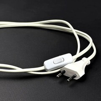 Белый шнур силовой, кабель питания S52 2х0.5 с выключателем 1.8 м