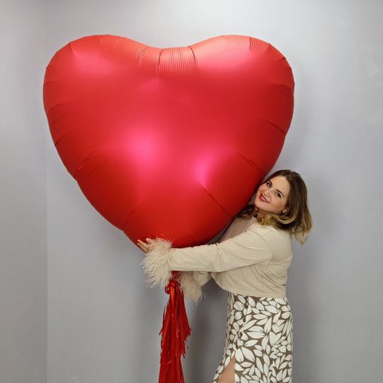Шар Сердце 173см., Красный, на хвосте с Вашим фото