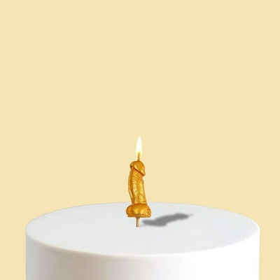 Золотистая свеча для торта в виде фаллоса - 4,5 см. (Цвет: золотистый)