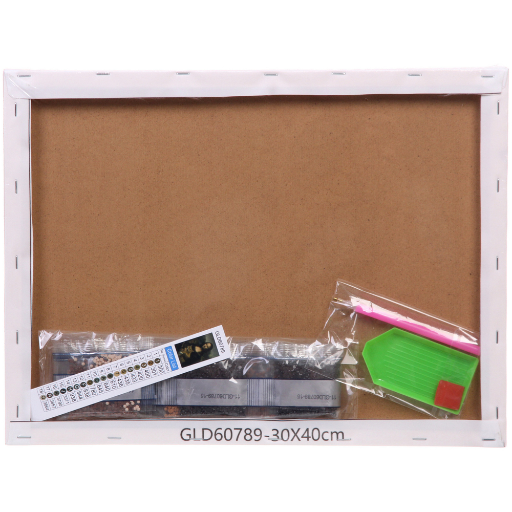 Алмазная мозаика на подрамнике с полным заполнением «МИР ЯРКИХ КРАСОК», репродукция с котиком, 30*40см