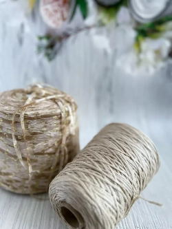 Пряжа ленточка плоская для вязания Binario Lurex