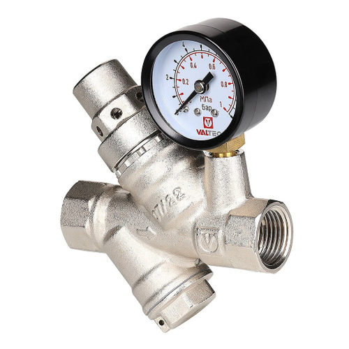 Редуктор давления 1/2" диап регул: 2,0 - 5,0 бар  c фильтром и манометром VALTEC