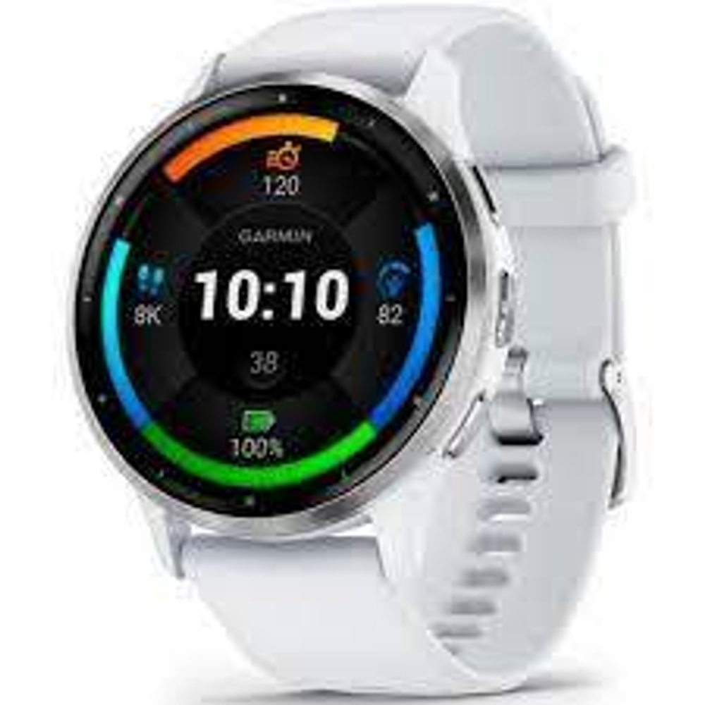 Часы Garmin Venu 3 Silver c белым силиконовым ремешком,  010-02784-00