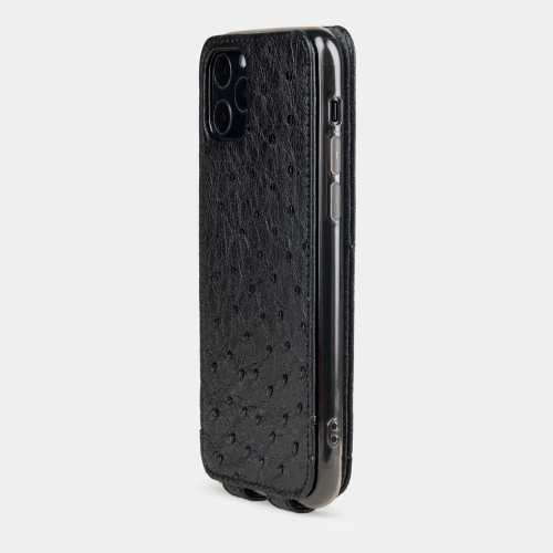 Чехол для iPhone 11 Pro из натуральной кожи страуса, черного цвета