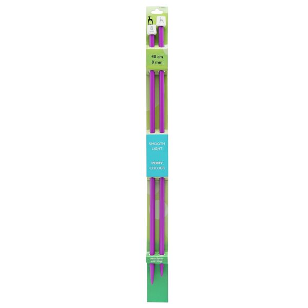 Спицы прямые Pony Colour ⌀8.0 мм, 40 см, пластик, 2 шт, 59067