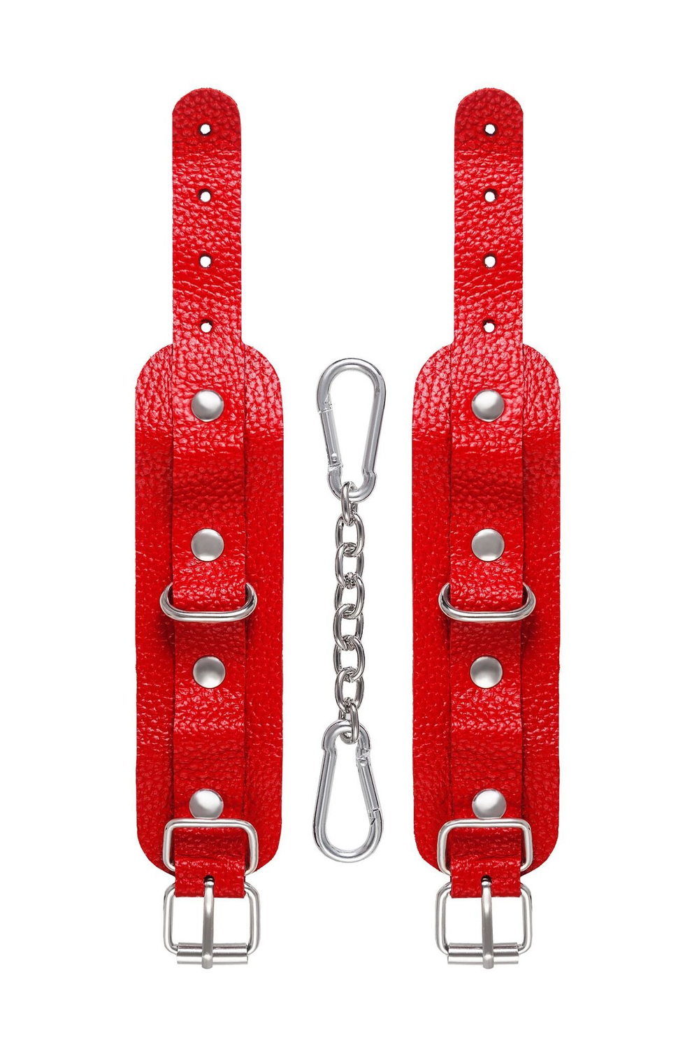 Красные кожаные наручники-браслеты со скруглёнными углами