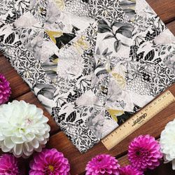 Ткань интерлок абстрактные ромбы с листьями