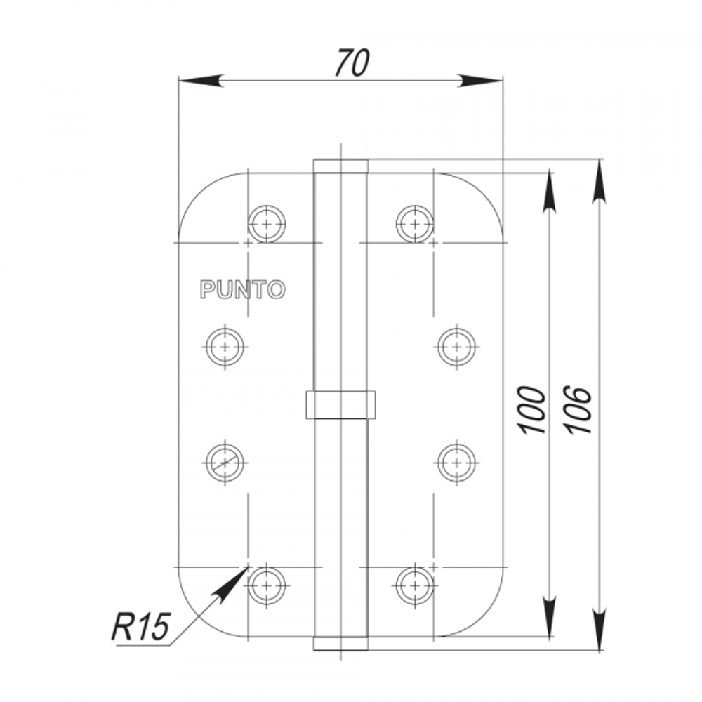Петля съемная S100113/R14-4R 100*70*2.5 PN right (перл.никель) правая