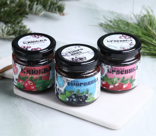 Таежное  Ассорти Клюква Брусника Смородина набор 3шт х 100г