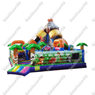 Надувной батут "В гостях у зебры" 7x7x6 м, с окошками на бортах