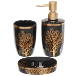 Набор для ванной из 3-х предметов керамический «Дерево» черный