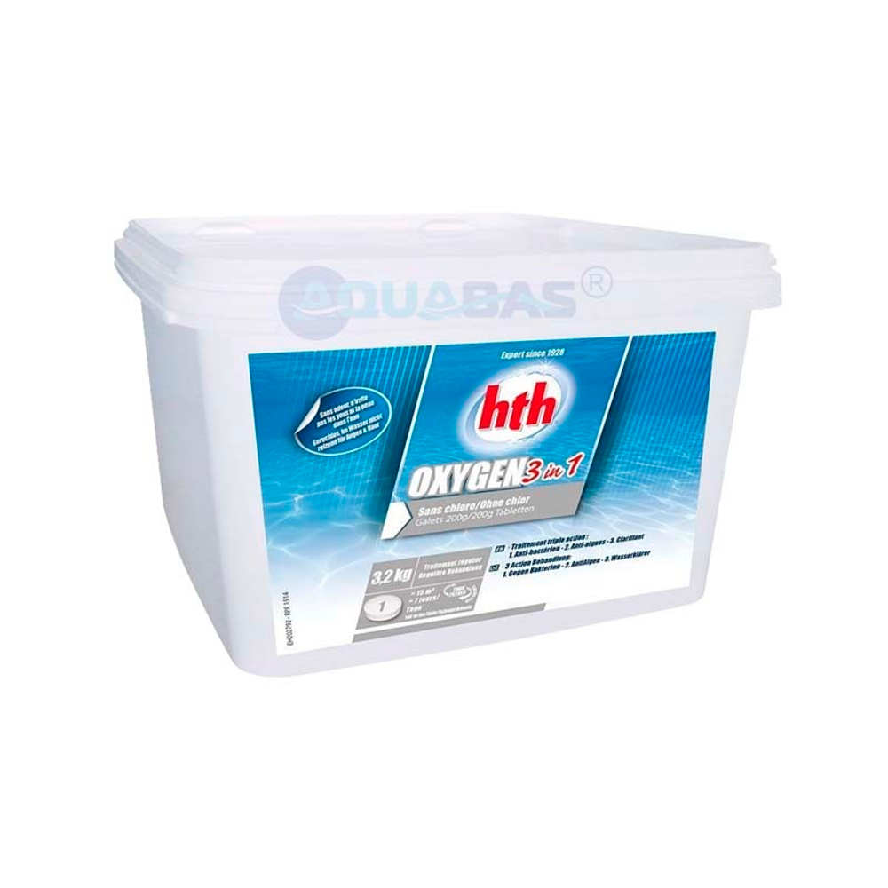 Актив. кислород многофункц. 3 в 1 3,2кг HTH OXYGEN 3 IN 1 таблетки 200 гр (D800260H2)
