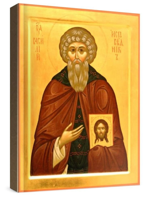 Василий Исповедник (рукописная икона)
