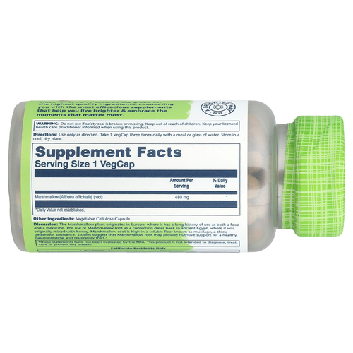 Solaray, True Herbs, зефир, 480 мг, 100 растительных капсул