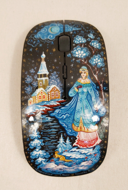 Мышь беспроводная, с ручной росписью Палех "Снегурочка" N4