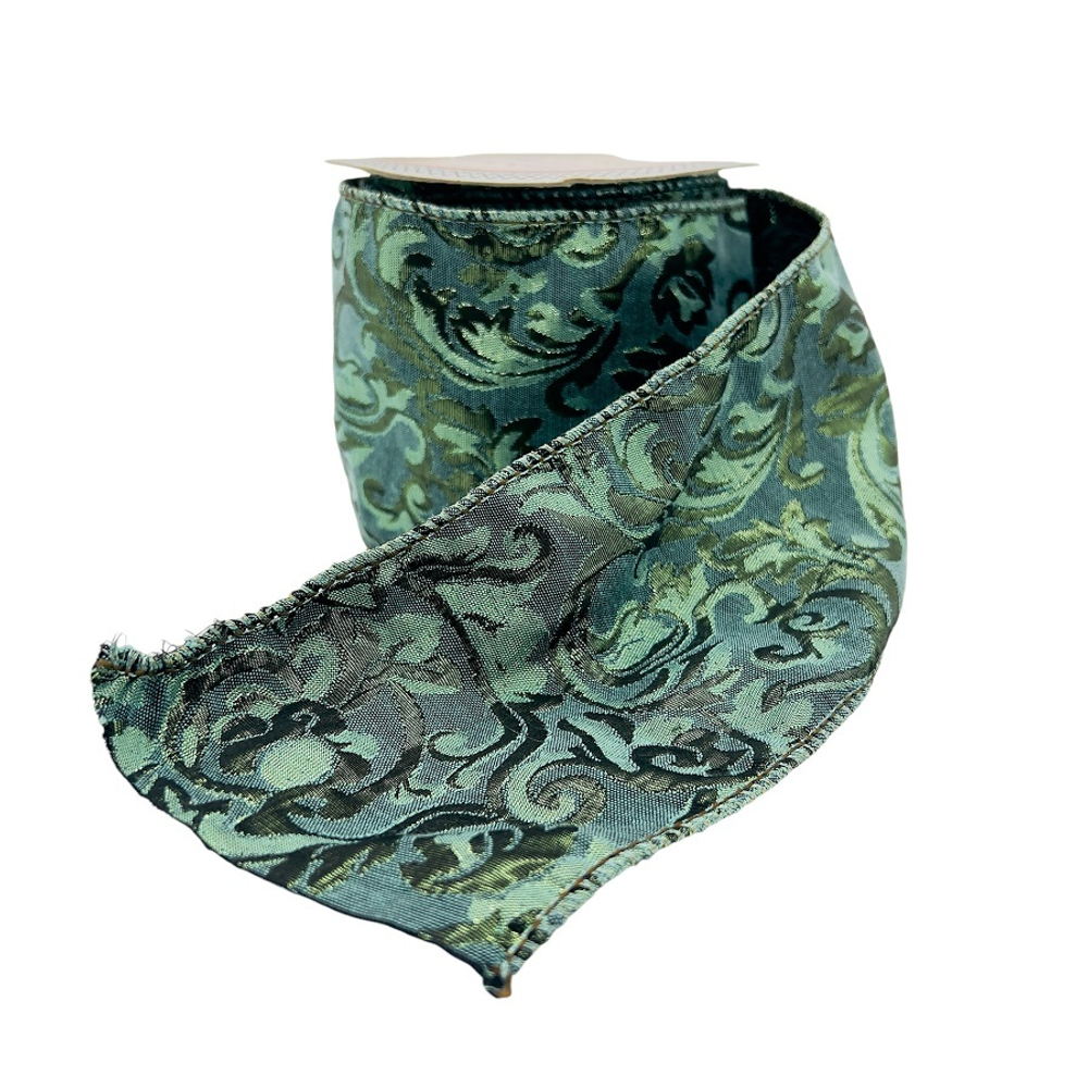 Лента зелёная блестящая, рулон 9 метров