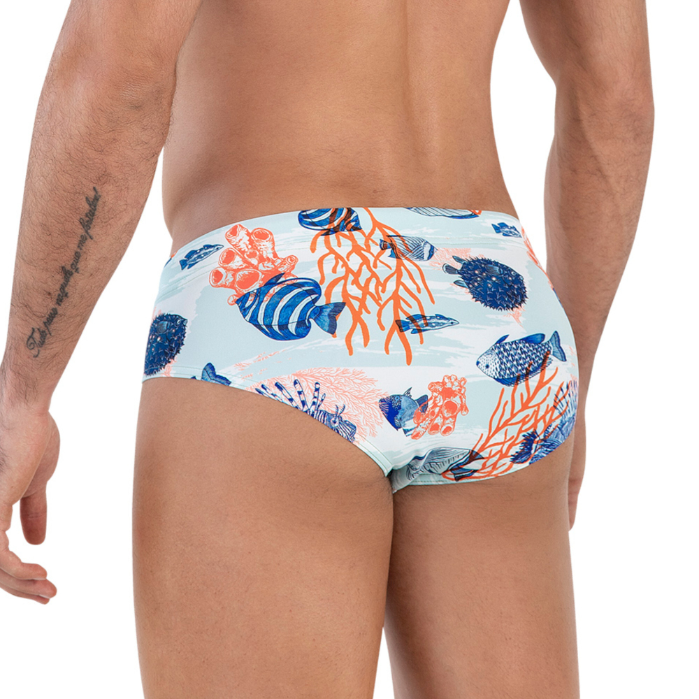 Мужские плавки голубые с принтом Clever Moda ACUATIC SWIMSUIT BRIEF 164407