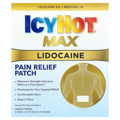 Icy Hot, Max, обезболивающие с лидокаином, 5 штук