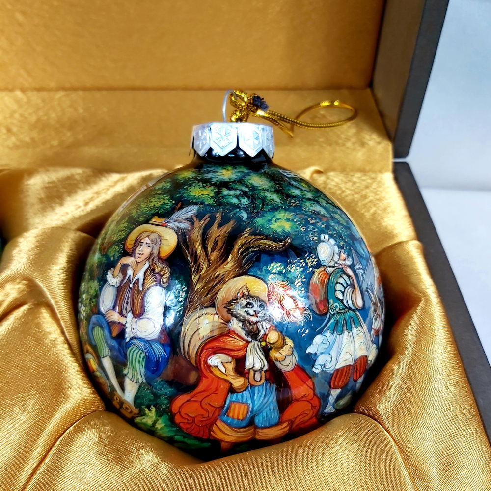 Набор из 3-х ёлочных шаров  "Сказки" с росписью Палех