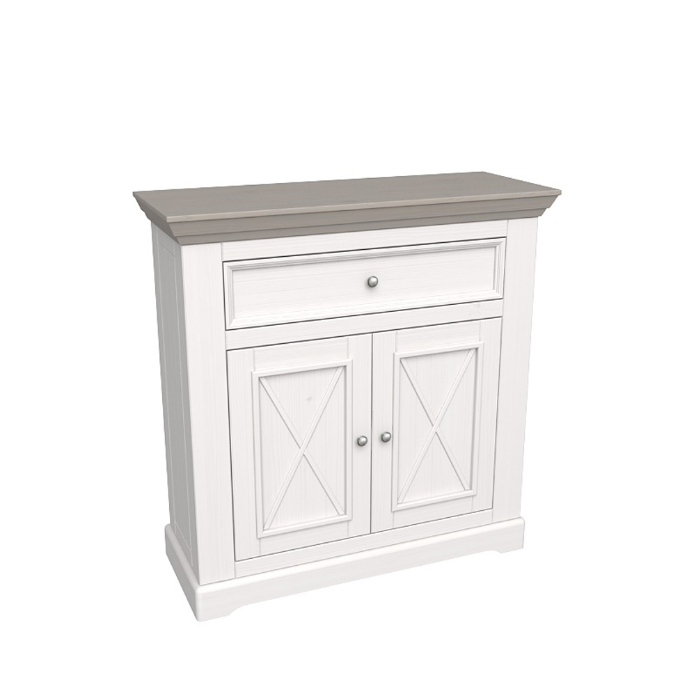 Комод «Форест» 2 двери 1 ящик белый воск/антрацит