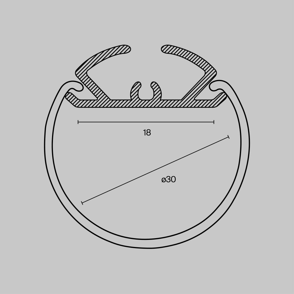 Профиль Led Strip ALM-D30-S-2M
