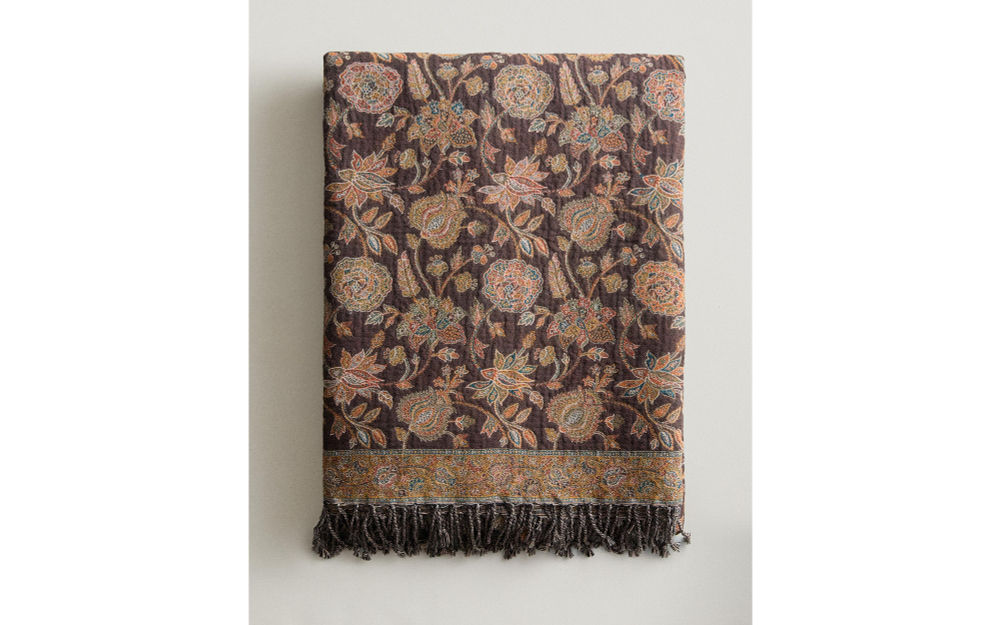 Zara Home плед из хлопка, синий, 140x190 см