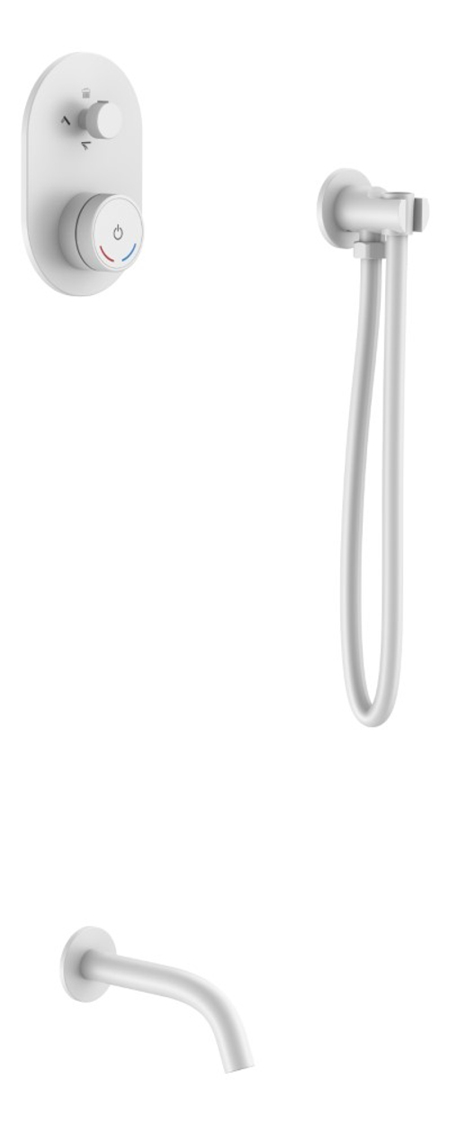 Смеситель встроенный + излив + держатель лейки + шланг TECH Mat White