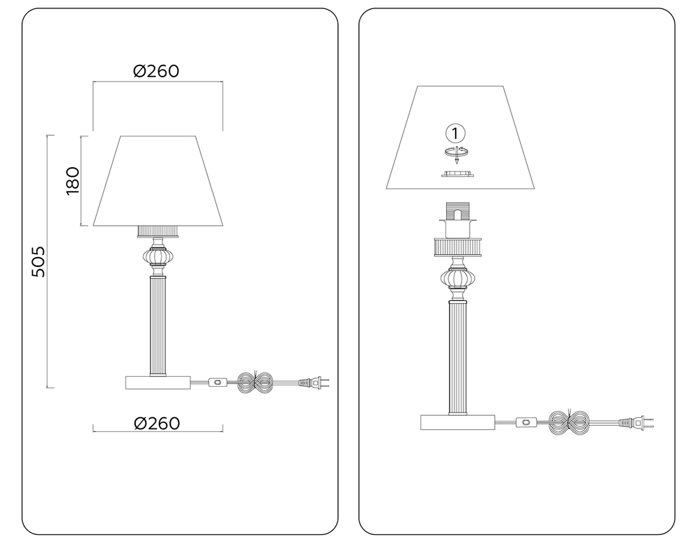 Светильник настольный LH71007 BN/WH никель/белый E14 max 40W D260*505