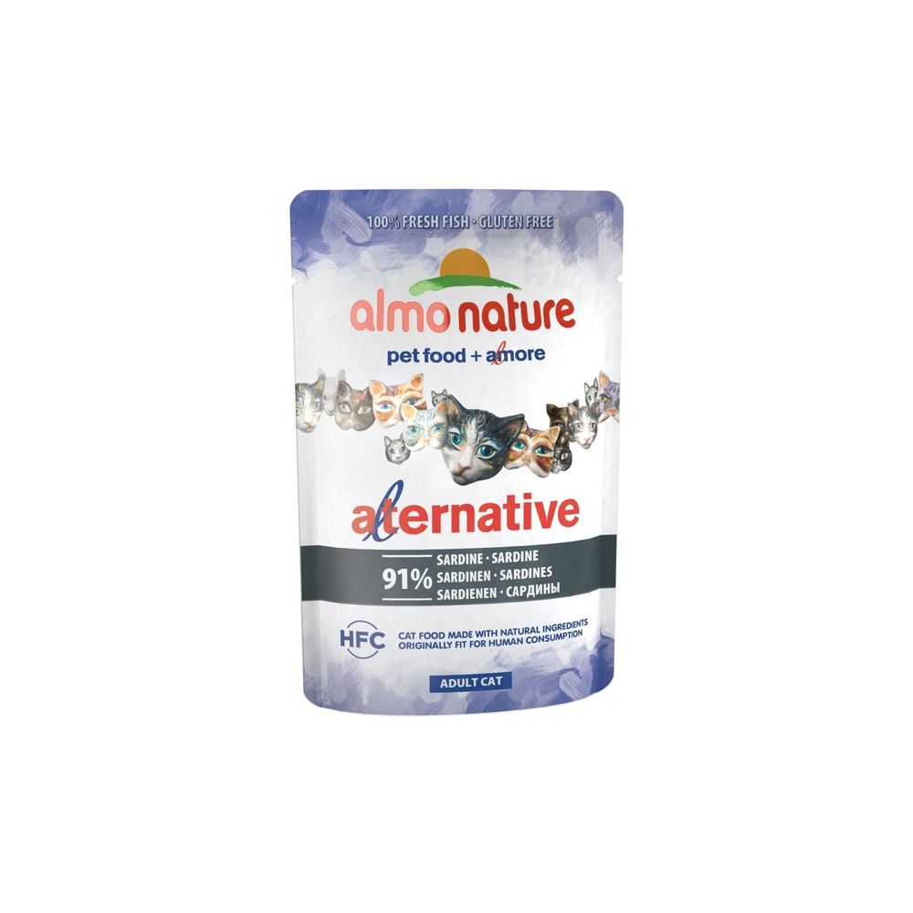 Almo Nature Alternative Паучи для кошек с сардинами 91% мяса (Alternative - Sardines) 0,055 кг x 1 шт.