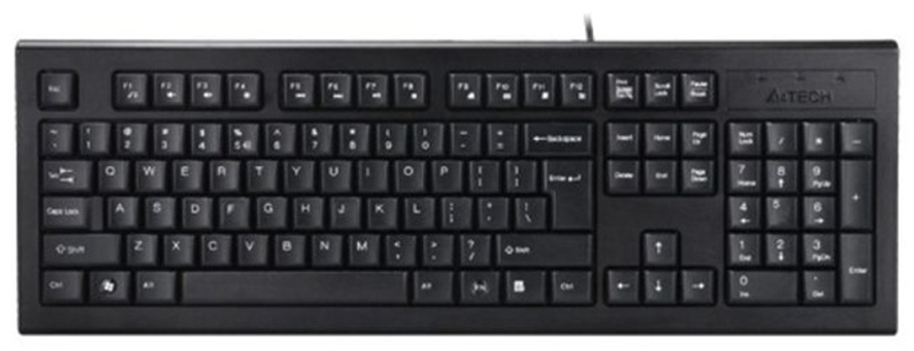ПРОВОДНАЯ КЛАССИЧЕСКАЯ МЕМБРАННАЯ КЛАВИАТУРА A4TECH KR-85USB-2M 105 КЛАВИШ 200СМ FN 12 ЧЕРНЫЙ