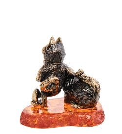 Народные промыслы AM-3108 Фигурка «Коты Дерзкая парочка» (латунь, янтарь)