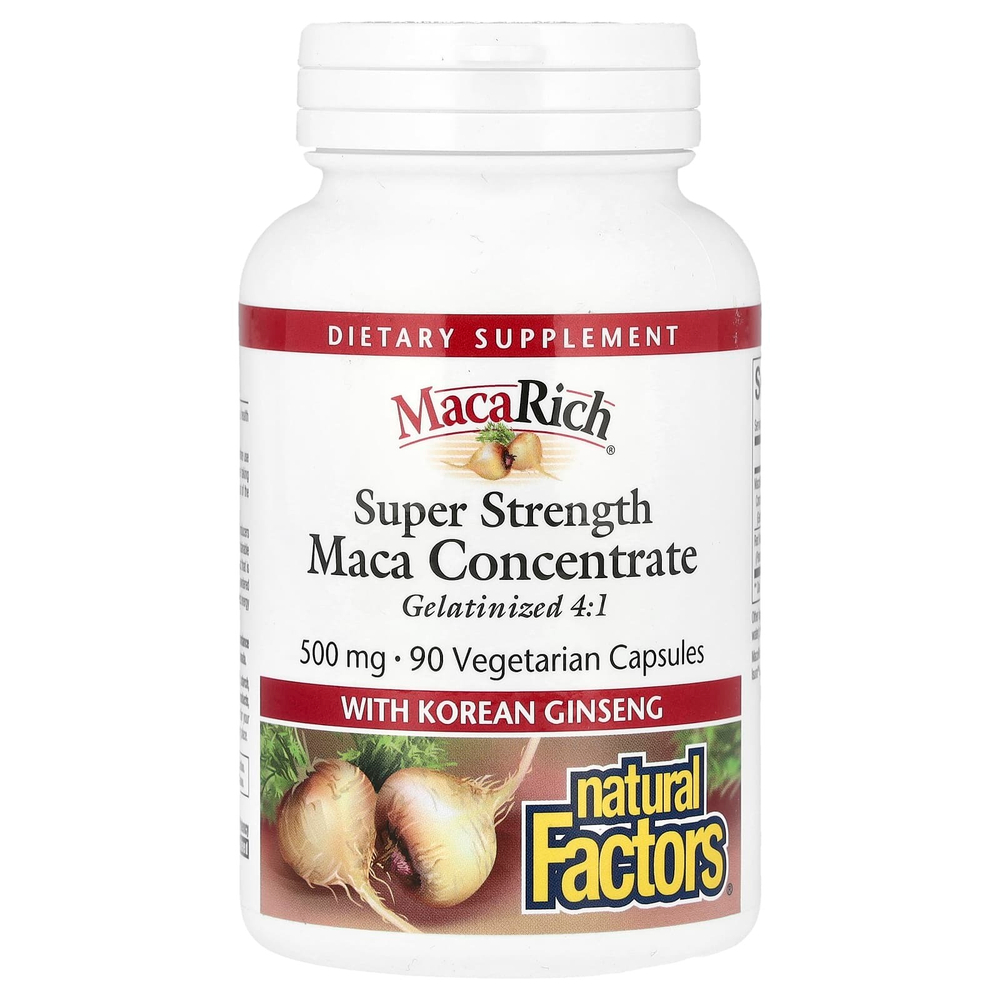 Natural Factors, Maca Rich®, концентрат маки с корейским женьшенем, суперсила, 90 вегетарианских капсул