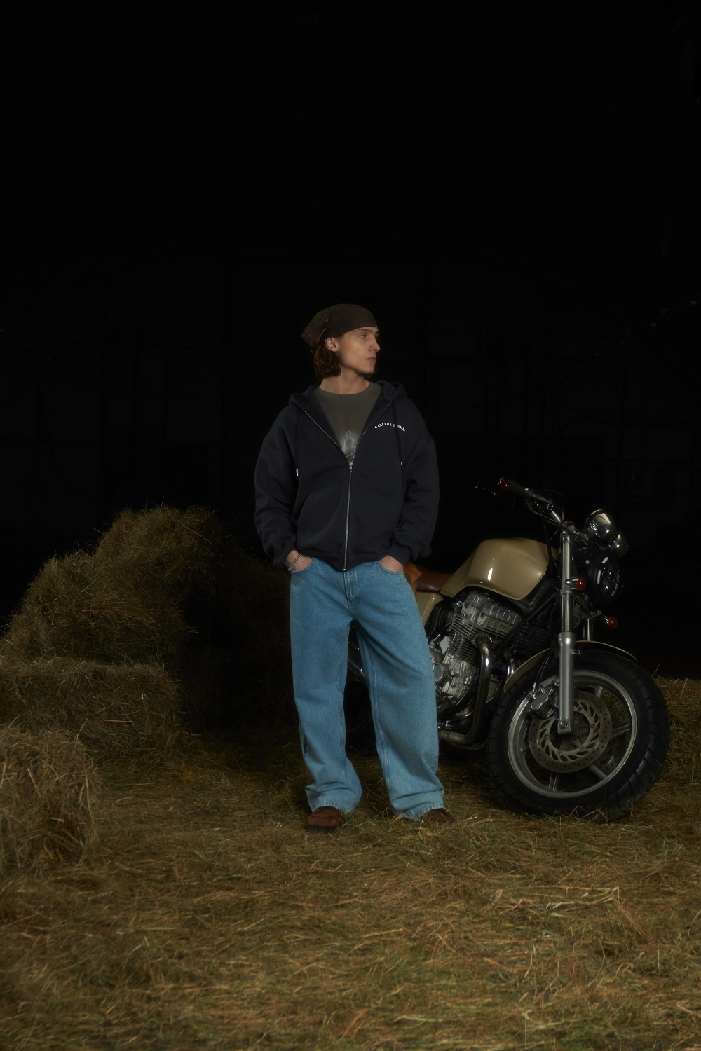 Худи Called a Garment Stamp Heavy Cotton Zip Hoodie "Charcoal Blue"