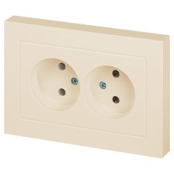 Розетка Intro Accent 6-204-02 2х2P, 16А-250В, IP20, СУ, AL/CU, слоновая кость