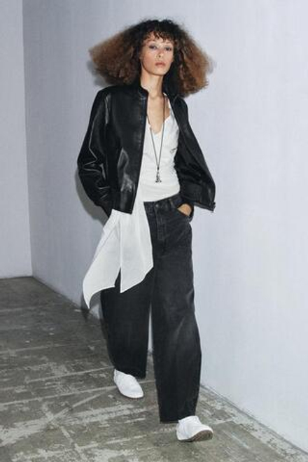 ZARA ЗАУЖЕННЫЕ ДЖИНСЫ С ВЫСОКОЙ ПОСАДКОЙ — ZW COLLECTION, ЧЕРНЫЙ