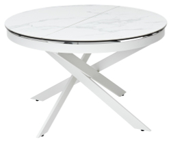 Стол TRENTO 120 HIGH GLOSS STATUARIO Белый мрамор глянцевый, керамика/ белый каркас, ®DISAUR