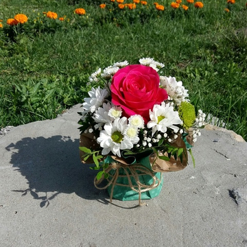 Композиция с розовой розой